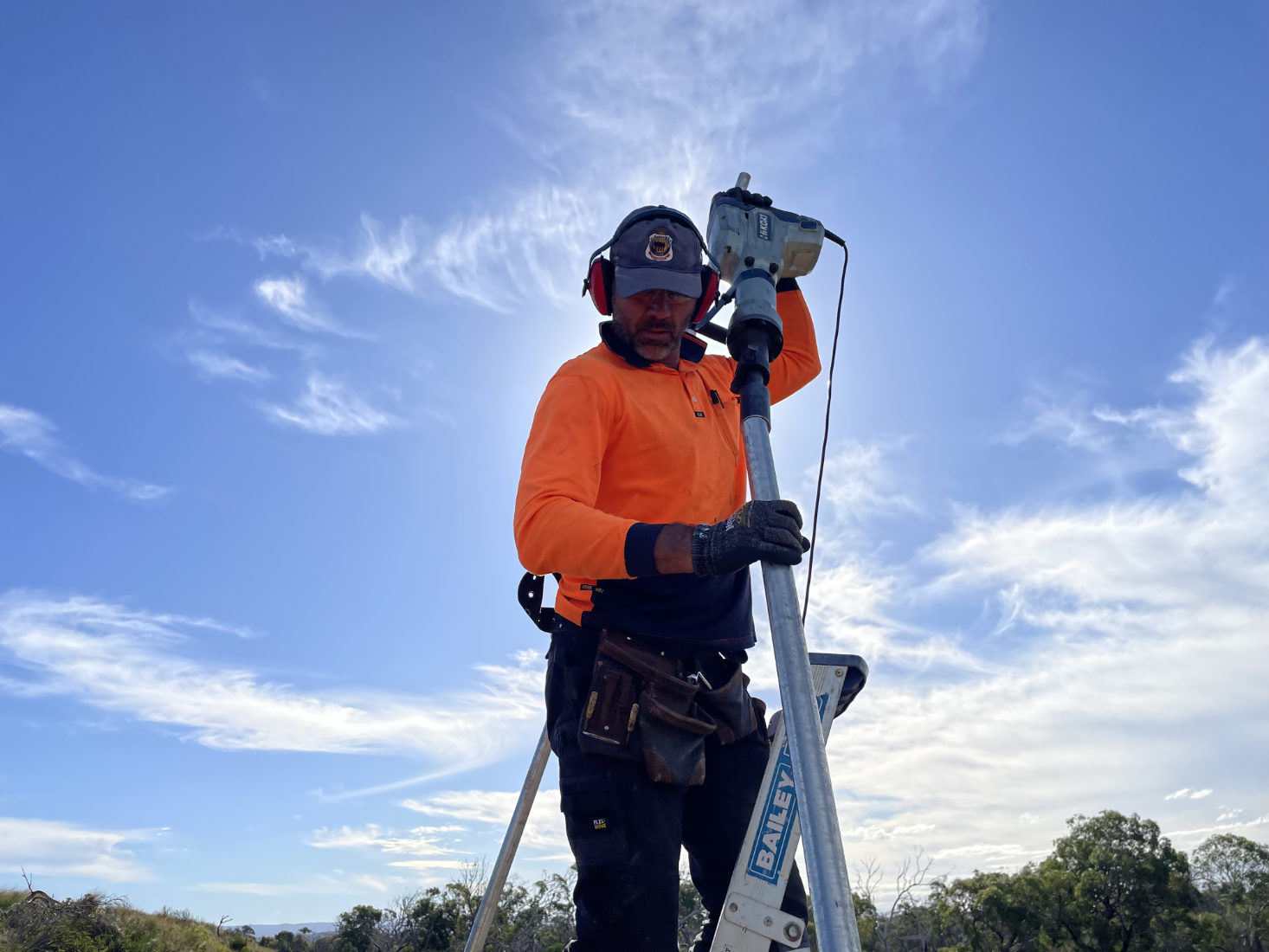 Earth Anchors Tasmania director installing steel pile